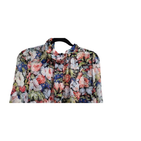 Anthropologie The Marais Printed Chiffon Maxi Dress Floral Sheer Overlay L - Picture 9 of 15